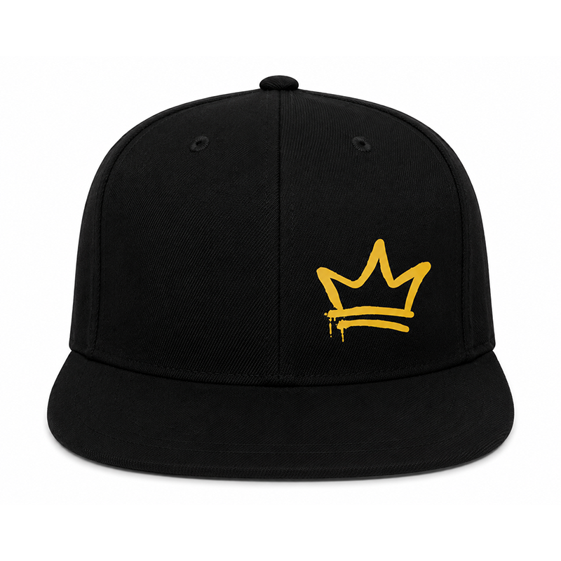 Graffiti Crown Snapback Hat - Black
