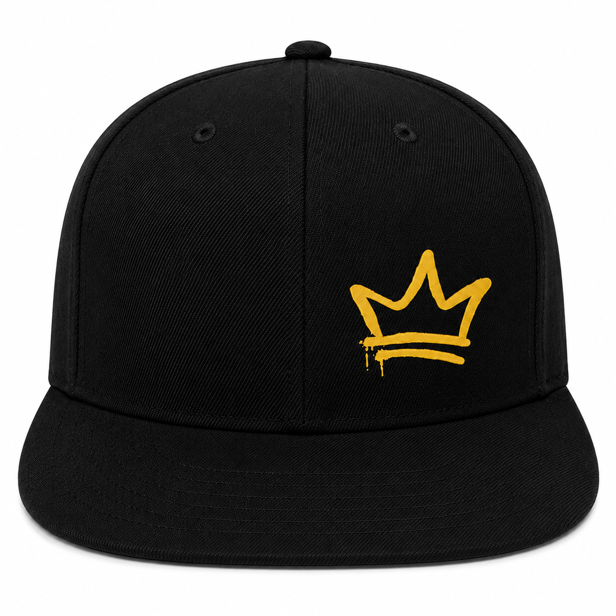 Graffiti Crown Snapback Hat - Black